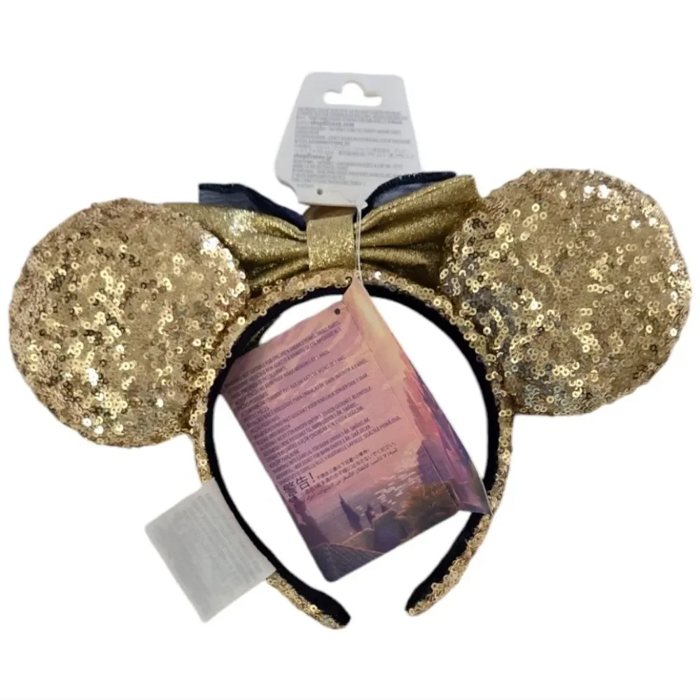 Disney Parks Wish Minnie Mouse Ears Headband Gold Sequined Star NWT Adult Youth